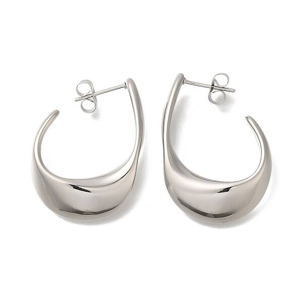 304 Stainless Steel Oval Stud Earrings for Women
