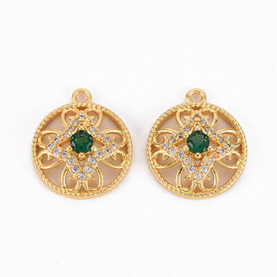 Brass Micro Pave Clear Cubic Zirconia Pendants