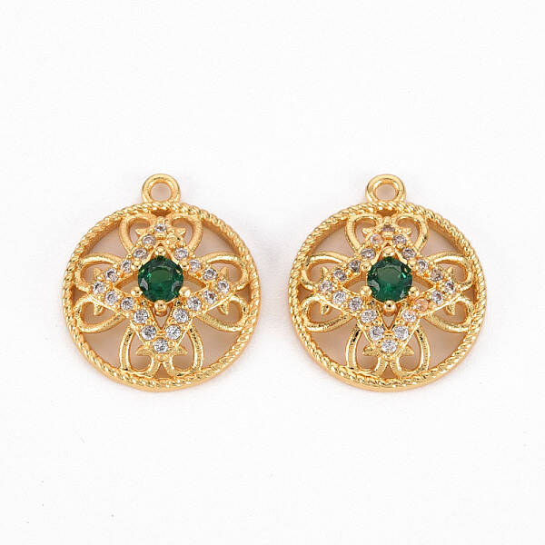 Brass Micro Pave Clear Cubic Zirconia Pendants