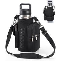 Gym Water Bottle Holder, 1 Count Gym Tumbler Drinkware Carrier with Phone Pocket, Water Bottle Storage Bag with Magnets & Sho...