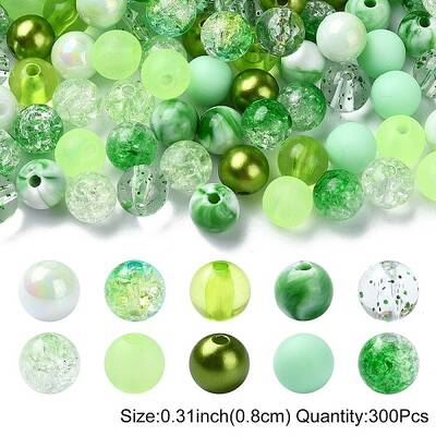 300Pcs 10 Styles Mixed Styles Acrylic Beads