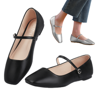 Springtok MUSSHOE Womens Ballet Mary Jane Flats Shoes Adjustable Strap Comfortable Square Closed Toe Versatile Chic Footwear ...