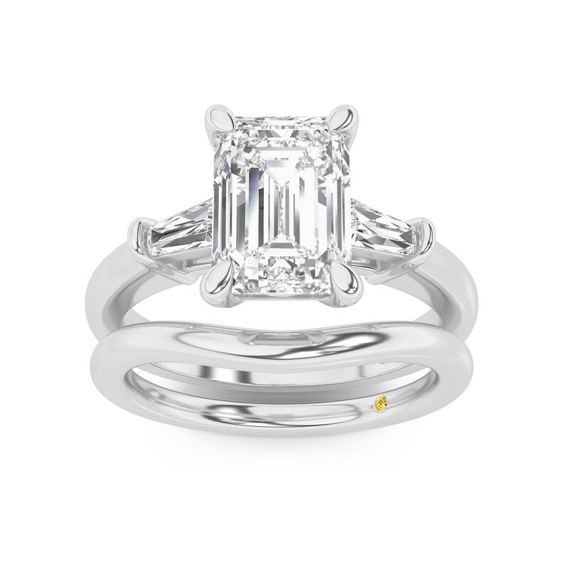 Ignite Lab Grown Emerald Cut Diamond Engagement Ring with the Zola Wedding Band | 10K White Gold 3 1/2 ct. tw.