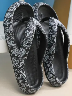 Women's Summer 2024 Beach Non-slip Slippers, All over Print Casual Comfortable Flip Flops, Trendy Platform Slippers