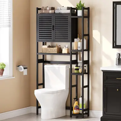 Yitahome Over The Toilet Storage Bamboo Over-The-Toilet Cabinet with Shelf for Bathroom Storage, Space Saver for Restroom, La...