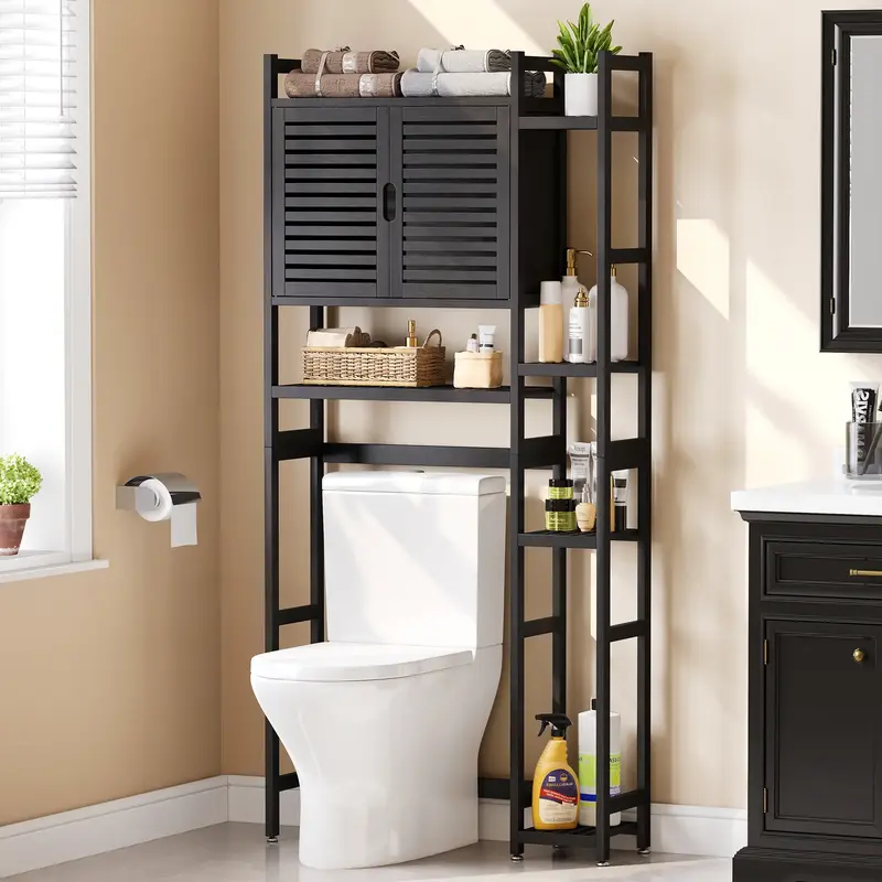 Yitahome Over The Toilet Storage Bamboo Over-The-Toilet Cabinet with Shelf for Bathroom Storage, Space Saver for Restroom, La...