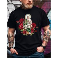 Men'S San Judas Tadeo Graphic T-Shirt, 100% Cotton Fabric, Crew Neck