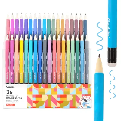 Grabie Erasable Gel Pen Set Medium Point Pens with Eraser for Everyday Use & Educational Purposes, for planner, students, tea...