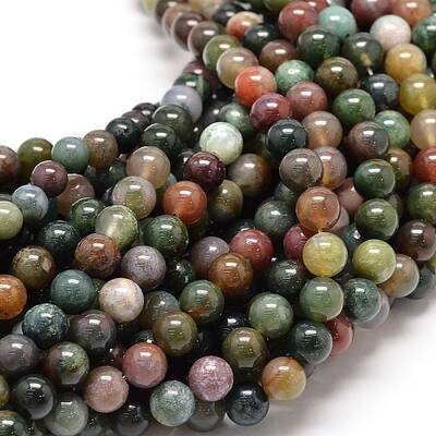 Natural Indian Agate Round Bead Strands