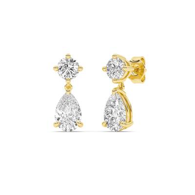 Dewdrop Lab Created Diamond Earrings |  Yellow Gold 1 3/4 -2 3/4 ct. tw.