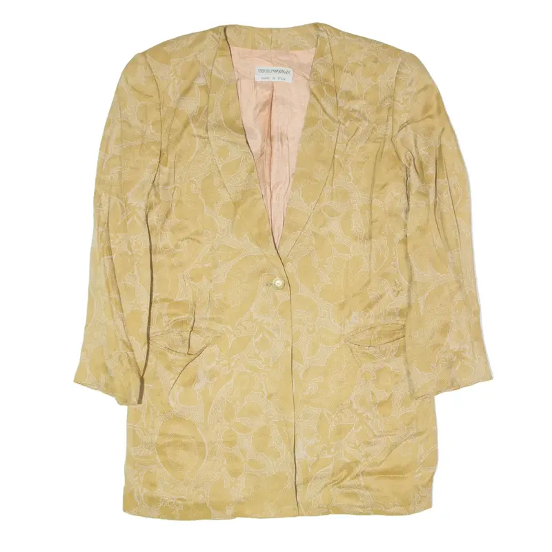 EMPORIO ARMANI Womens Blazer Jacket Gold Viscose Floral UK 14