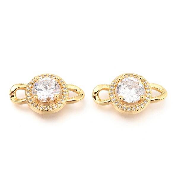 Brass Micro Pave Clear Cubic Zirconia Links Connectors
