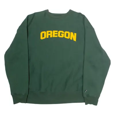 CHAMPION Oregon Mens Sweatshirt Green Crew Neck USA 2XL