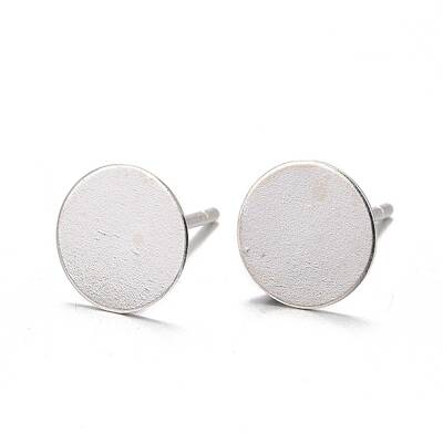 925 Sterling Silver Flat Pad  Stud Earring Findings
