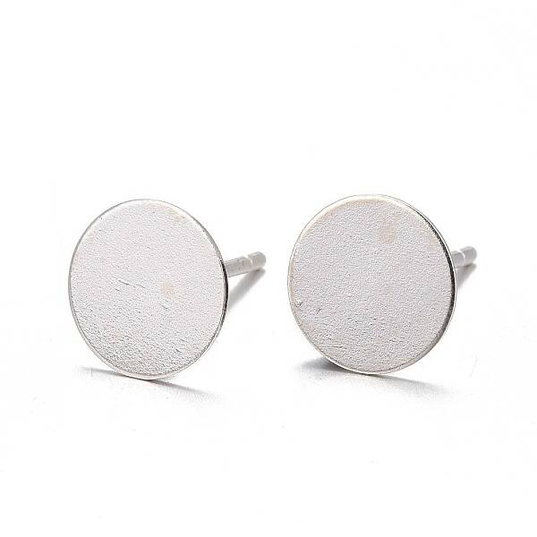925 Sterling Silver Flat Pad  Stud Earring Findings