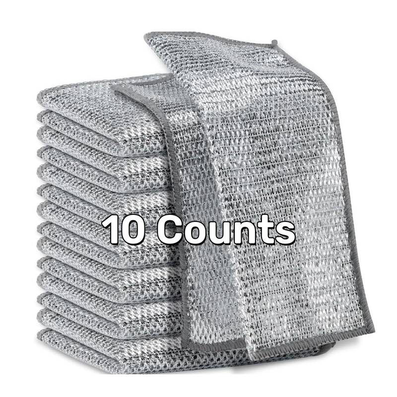 10 Counts Dishwashing Rags，Multipurpose Non-Scratch Wire Dishcloths for Kitchen Cleaning，Wet and Dry Use, Reusable Wire