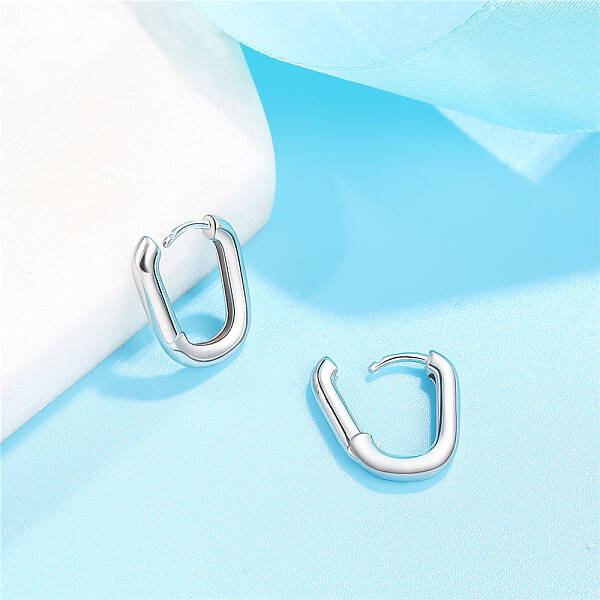 Rhodium Plated 925 Sterling Silver Hoop Earrings