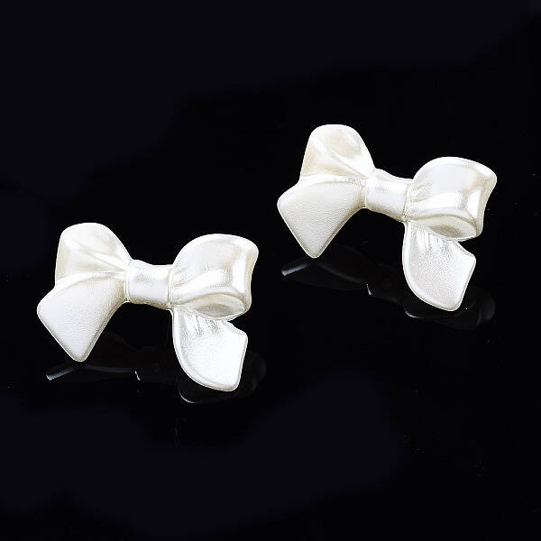 Spray Painted CCB Plastic Bowknot Stud Earring Findings