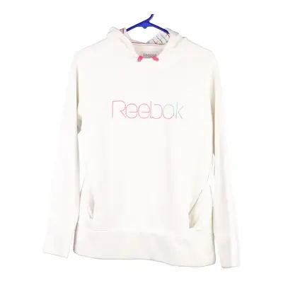 Reebok Spellout Hoodie - Medium White Cotton Blend