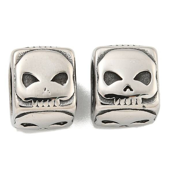 316 Surgical Stainless Steel with Rhinestone Large Hole Cube Beads