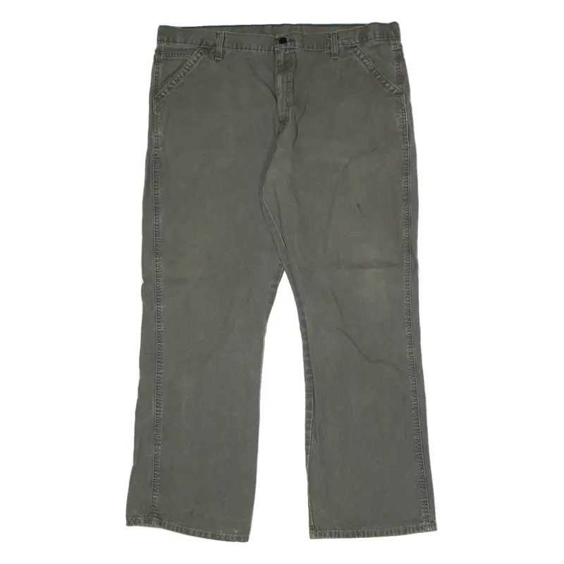 DICKIES Carpenter Mens Canvas Trousers Grey Regular Straight W40 L32