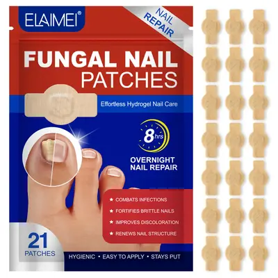 【Live】Elaimei Fungal Nail Patches 21 Pcs, Nighttime Nail Patches, Overnight Toe Nail Treatments for Damaged Nails Foot Na...