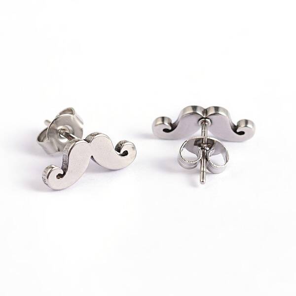 Tarnish Resistant Mustache 304 Stainless Steel Ear Studs