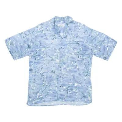 GIOVANNI TACCOLA Mens Hawaiian Shirt Blue Floral L