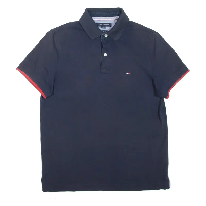 TOMMY HILFIGER Custom Fit Mens Polo Shirt Blue S