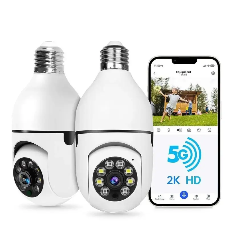 NOAHTECH Bulb Security Camera Wifi 3MP Panoramic Camera with Alexa & 2-Way Audio for Indoor Outdoor - Easy Installation WiFi ...