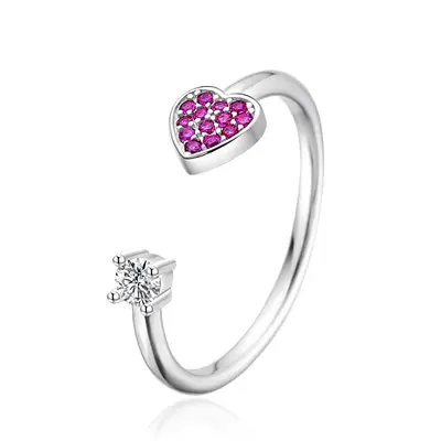 Agato Open Silver Heart Ring AGT-R35WF - Circuit: 52 mm