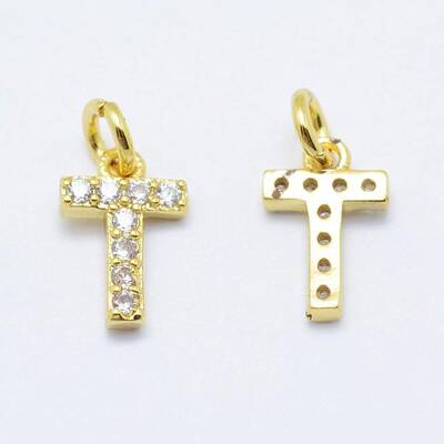 Brass Micro Pave Grade AAA Cubic Zirconia Charms