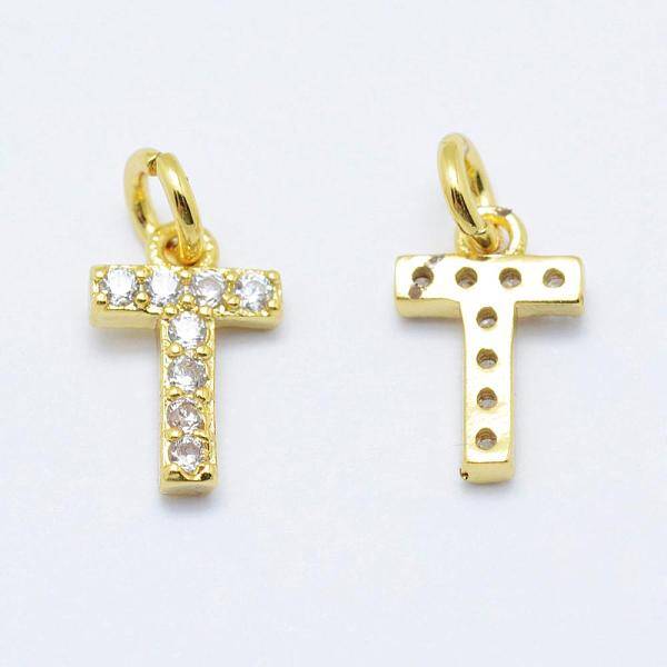 Brass Micro Pave Grade AAA Cubic Zirconia Charms