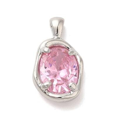 Platinum Brass Micro Pave Cubic Zirconia Pendants