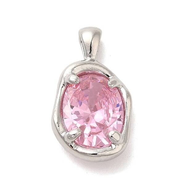 Platinum Brass Micro Pave Cubic Zirconia Pendants