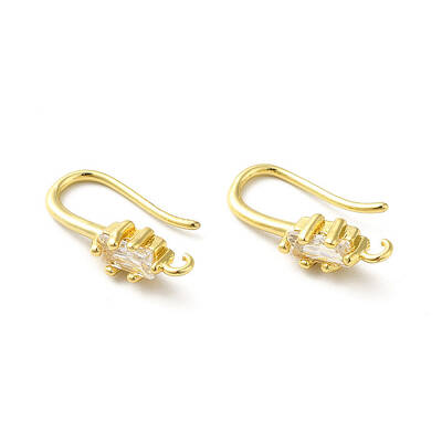 Brass Micro Pave Clear Cubic Zirconia Earring Hooks