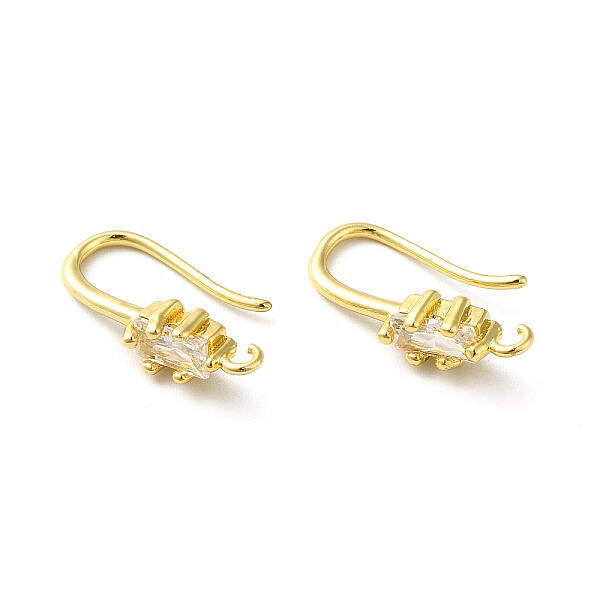 Brass Micro Pave Clear Cubic Zirconia Earring Hooks