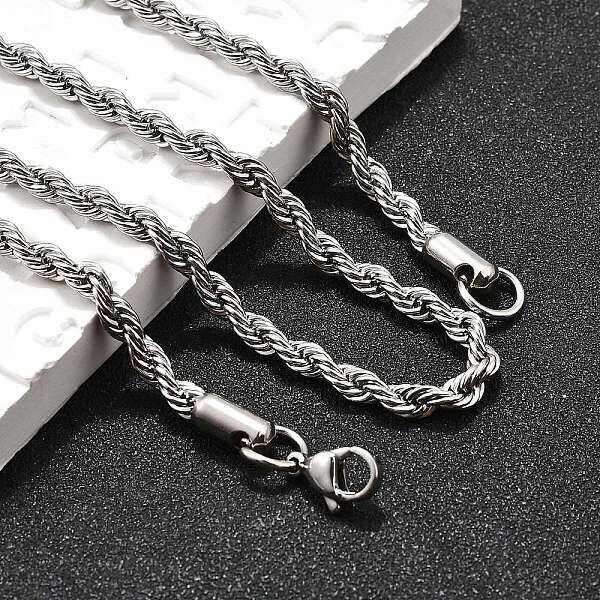 Non-Tarnish 304 Stainless Steel Rope Chain Necklaces