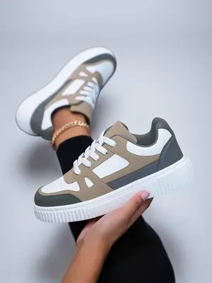 Women's Fashion Colorblock Lace Up Low Top Trainer Sneakers As Gifts, Trending Sneakers, Fall Casual Breathable Comfortable S...