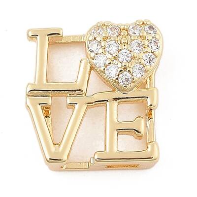Brass Micro Pave Cubic Zirconia Slide Charms