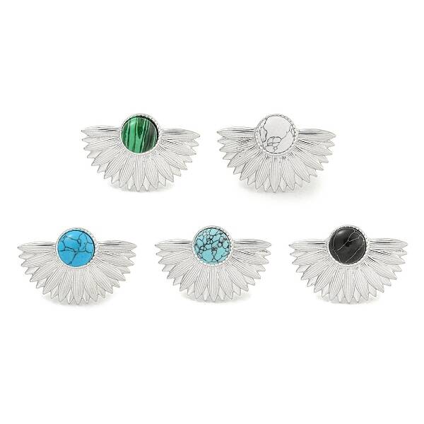 304 Stainless Steel Synthetic Gemstone Cuff Rings