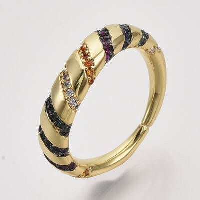 Brass Micro Pave Cubic Zirconia Finger Rings