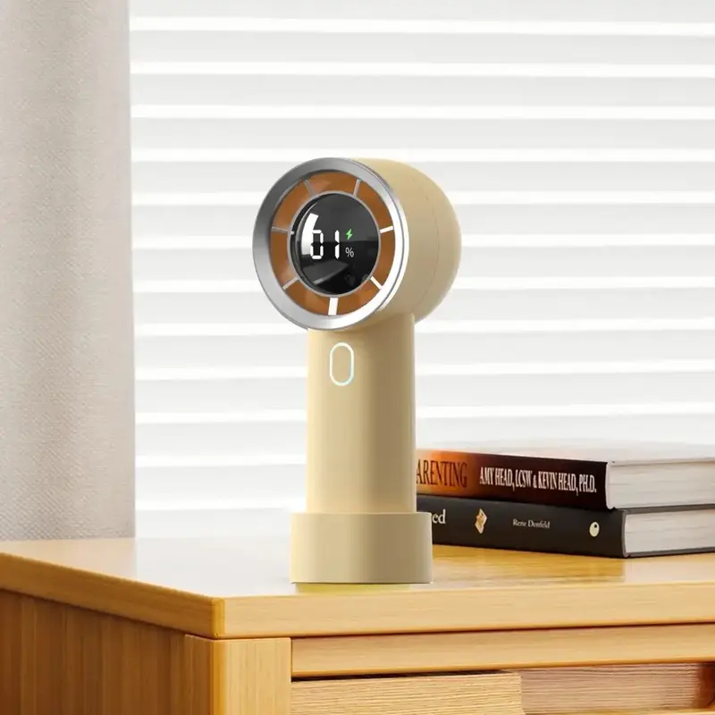 Handheld High Speed Fan , high speed Mini Fan,Small and Effortless,Stable Placement,Light Tone,High Appearance,Digital Displa...