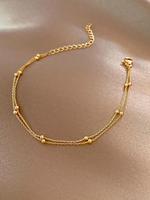 Minimalist Double Layer Ball Decor Link Bracelet, Simple Trendy Wristband Jewelry for Women for Gift, Classic Fashion Accesso...