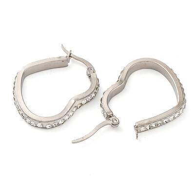 304 Stainless Steel Heart Hoop Earrings