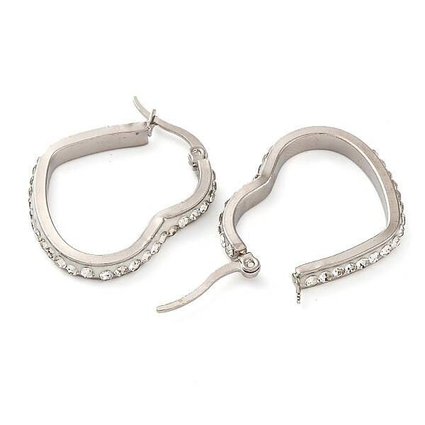 304 Stainless Steel Heart Hoop Earrings