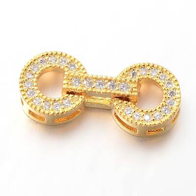 Flat Round Brass Micro Pave Cubic Zirconia Fold Over Clasps