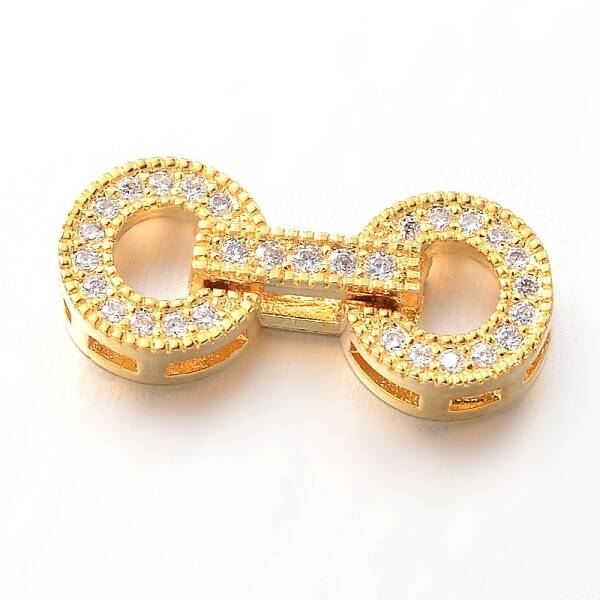 Flat Round Brass Micro Pave Cubic Zirconia Fold Over Clasps