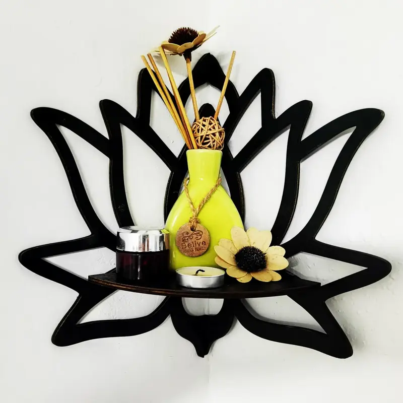 Lotus Shaped Wall Mounted Shelf, Creative Hollow out Design Wall Hanging Decor Rack, Multifunctional Wall Decor for Home Livi...