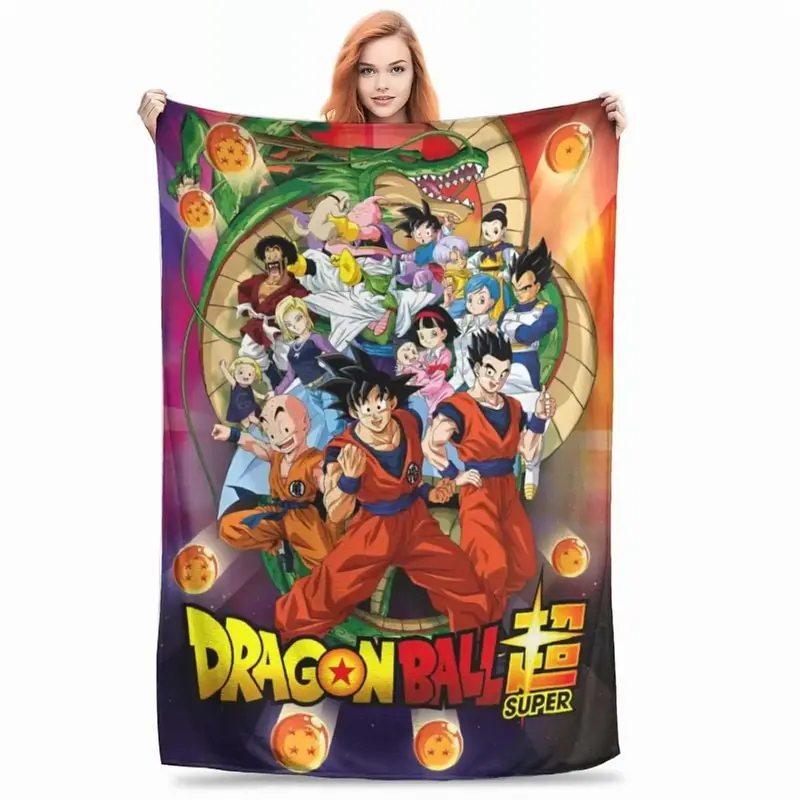 Retro anime Dragon Ball print design flannel throw blanket, versatile and comfortable for all seasons, indoors and outdoors, ...